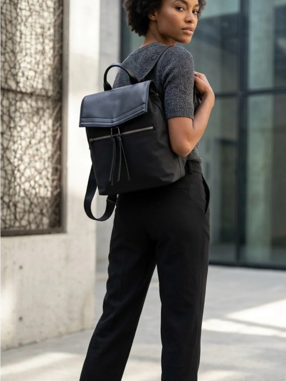 Botkier Nylon/Leather-Trim Backpack - Picture 1 of 6